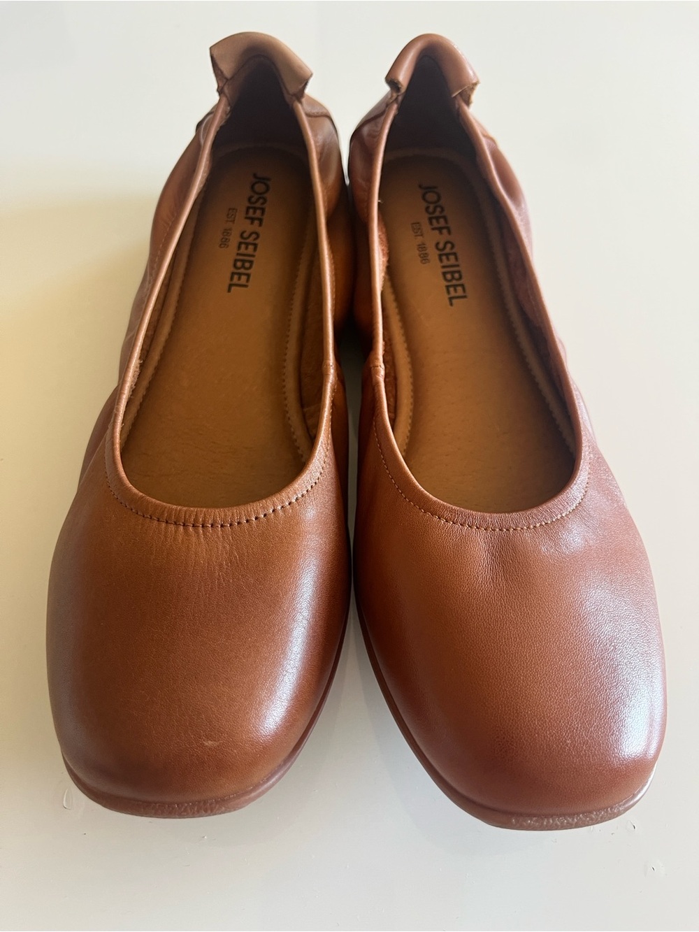 Josef Seibel Tan Leather Slip-On Ballet Flats
